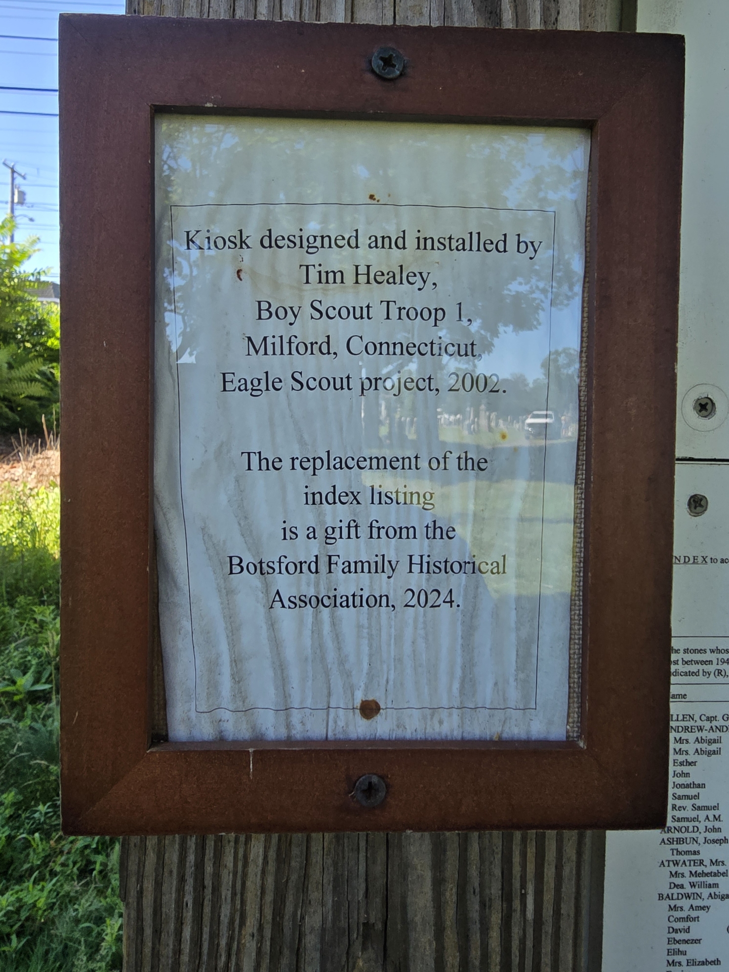 Map of Old Graves at the Milford Cemetery
